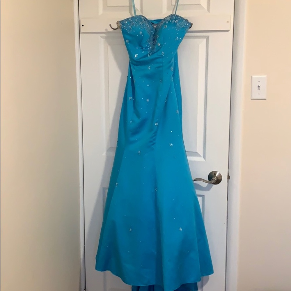Blue mermaid prom dress